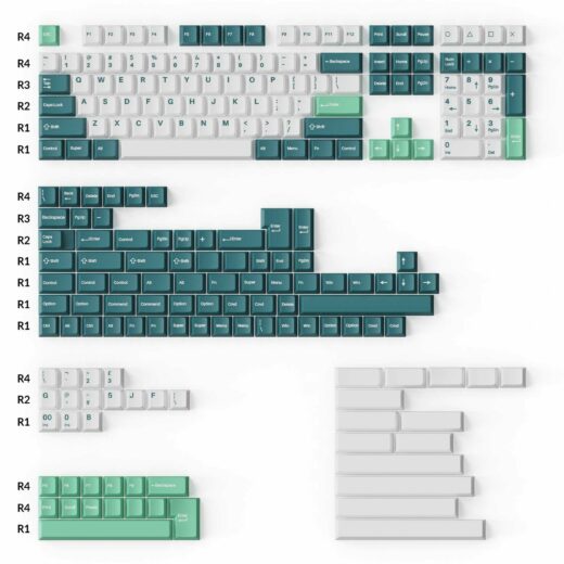 Cherry Profile Double-Shot PBT Full Set Keycaps – White Mint