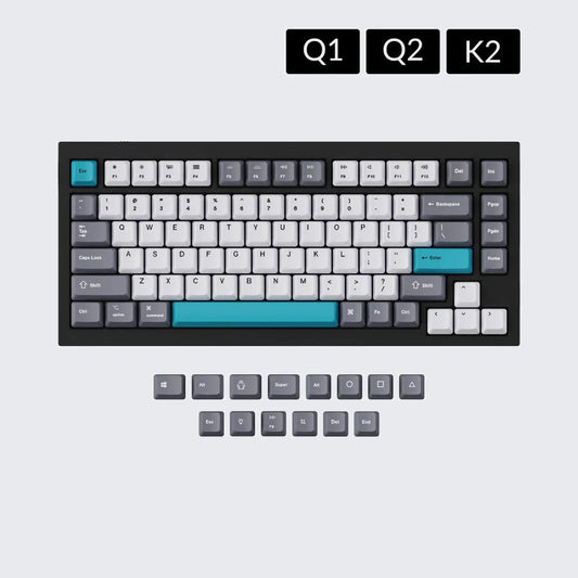 OEM Dye-Sub PBT Keycap Set - Grey White Blue 1