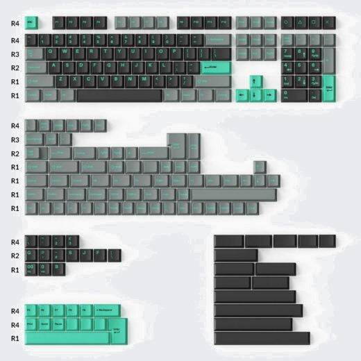 Cherry Profile Double-Shot PBT Full Set Keycaps â€“ Hacker Mint 1