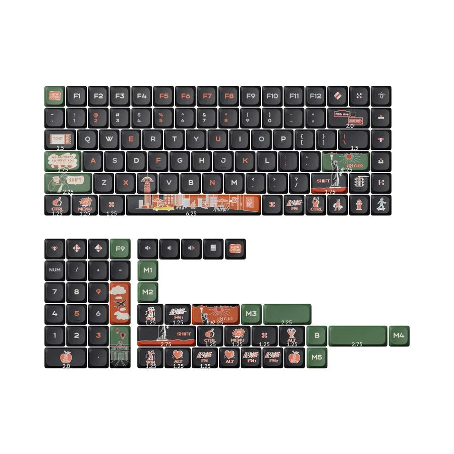 Low Profile LSA Dye-Sub PBT Full Set Keycap Set - New York 2