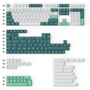 Cherry Profile Double-Shot PBT Full Set Keycaps â€“ White Mint 2