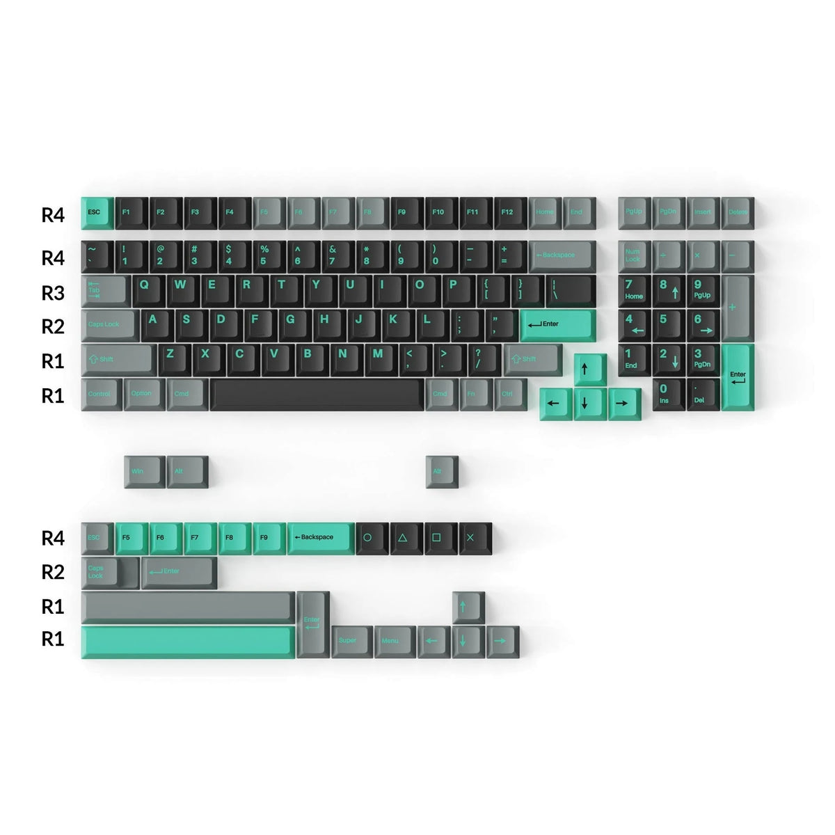 Cherry Profile Double-Shot PBT Full Set Keycaps â€“ Hacker Mint 3