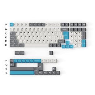 Cherry Profile Double-Shot PBT Full Set Keycaps â€“ Grey, White, and Blue 4