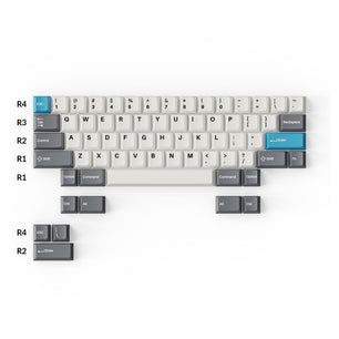 Keychron Cherry Profile Double-Shot PBT Full Set Keycaps – Grey, White, and Blue