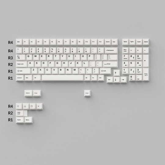 Keychron Cherry Profile Double – Shot PBT Full Set Keycaps – Black on White