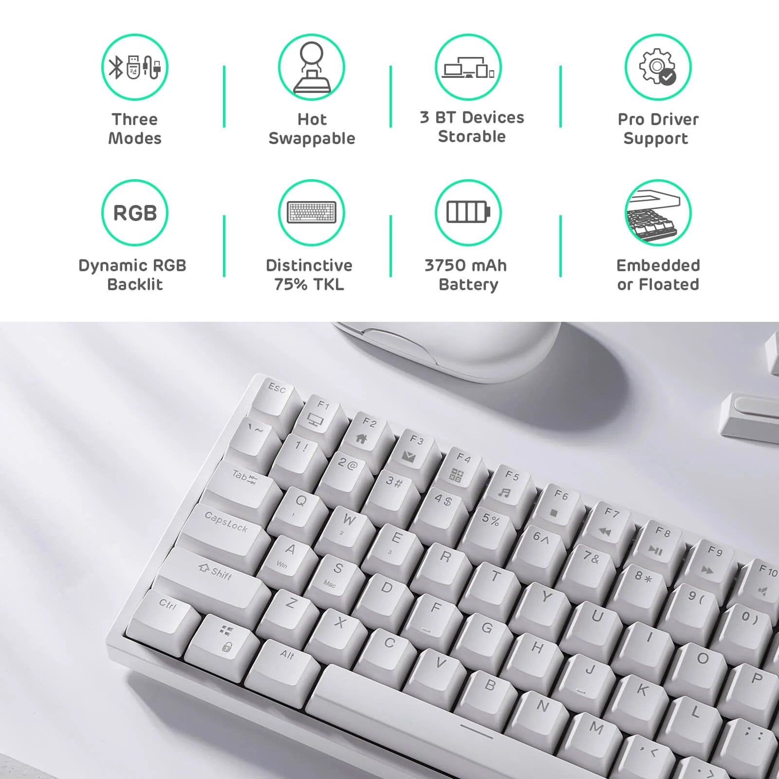 RK84 Royal Kludge 75% Wireless Mechanical Keyboard